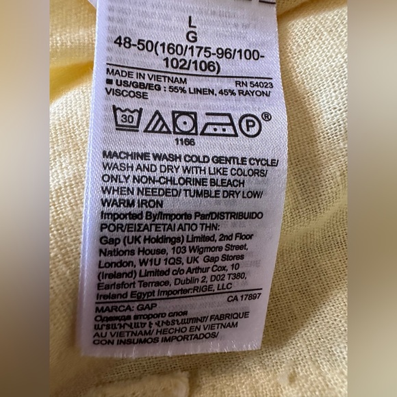Women’s Gap Size L Yellow Draw String Linen Blend Shorts - Picture 4 of 4